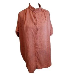 Stark X Womens BOHO Oversized Shirt Casual Dress Buttons‎ Large